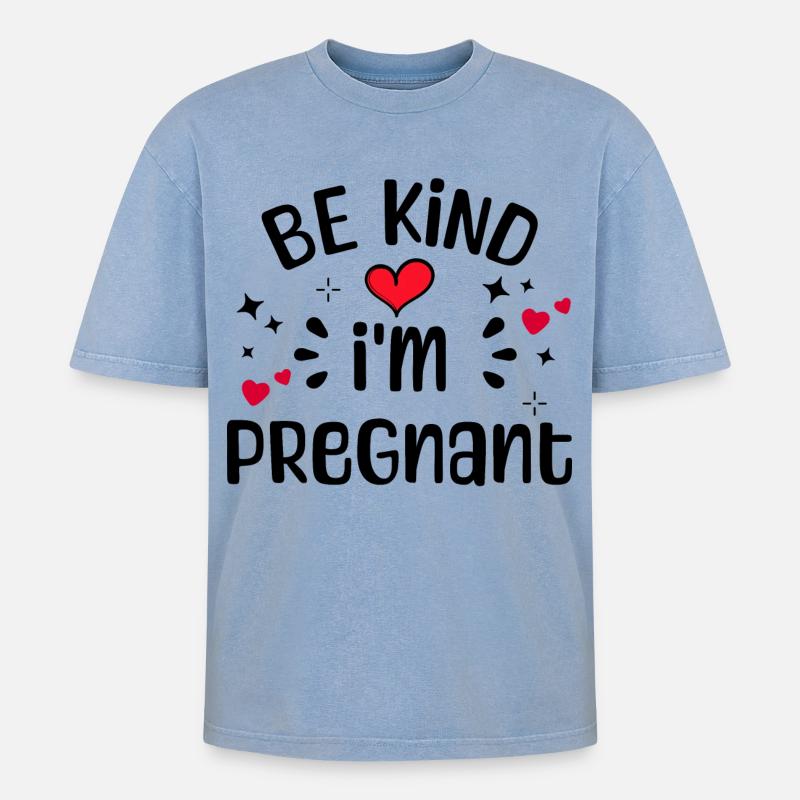 Herz Schwangerschaft Schwanger Statement Mutter - Oversized Unisex Premium Acid-Washed T-Shirt - Blau Acid Wash