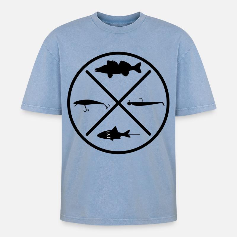 Zander - Oversized Unisex Premium Acid-Washed T-Shirt - Blau Acid Wash