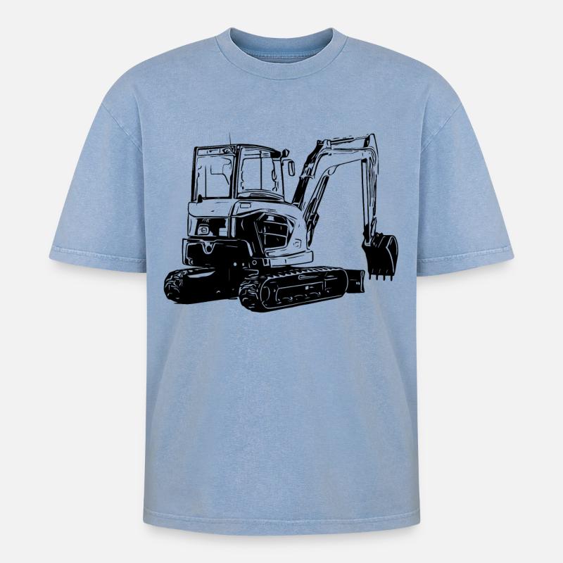 Kleiner Bagger - Oversized Unisex Premium Acid-Washed T-Shirt - Blau Acid Wash