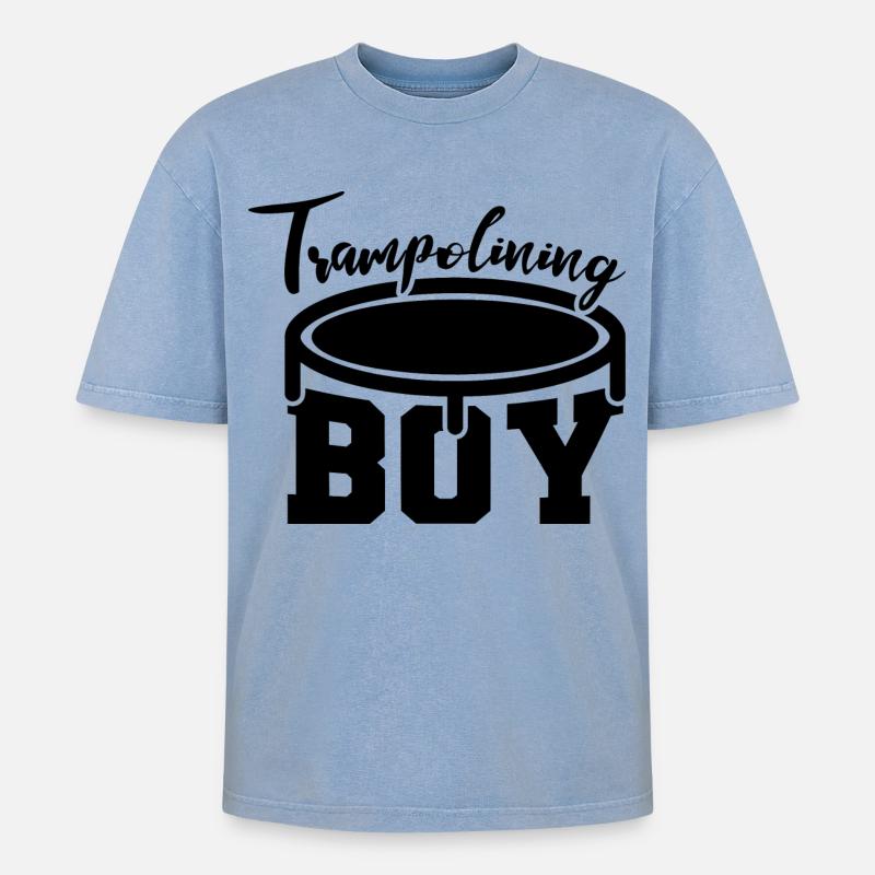 Drôle de pull trampoline - T-shirt Premium unisexe oversize acid-washed - bleu délavé acide