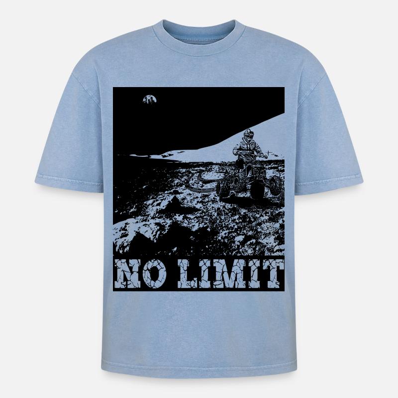 QUAD NOLIMIT - Oversized Unisex Premium Acid-Washed T-Shirt - Blau Acid Wash