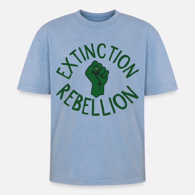 Extinction Rebellion Faust vert - T-shirt Premium unisexe oversize acid-washed - bleu délavé acide