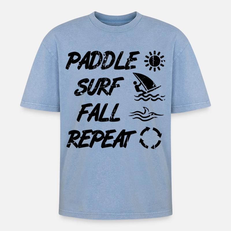 Windsurf Techniken - Oversized Unisex Premium Acid-Washed T-Shirt - Blau Acid Wash