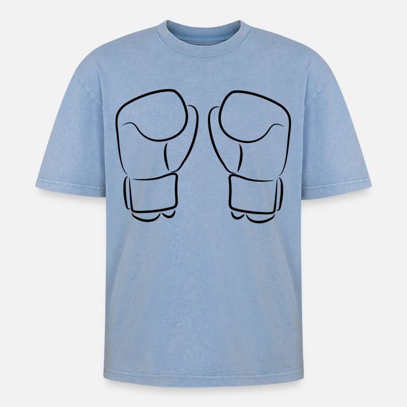 Kickboxhandschuhe - Oversized Unisex Premium Acid-Washed T-Shirt - Blau Acid Wash