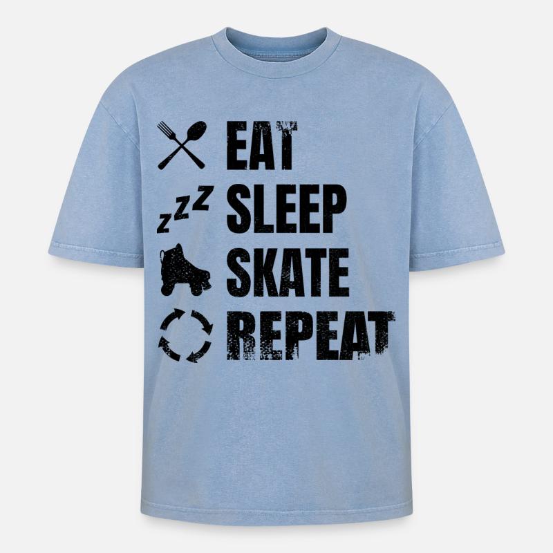 Roller skating routine - Oversized Unisex Premium Acid-Washed T-Shirt - acid washed blue