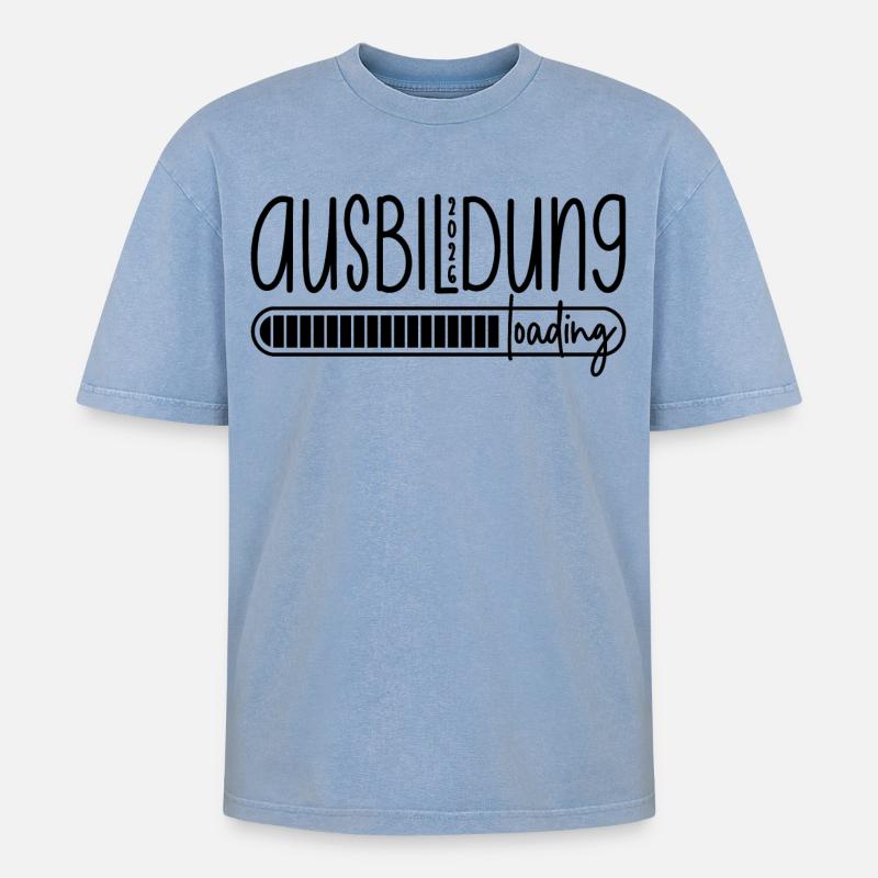 Ausbildung 2026 loading - Oversized Unisex Premium Acid-Washed T-Shirt - Blau Acid Wash