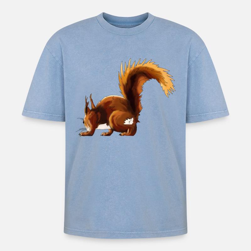 Squirrel Velcro Fall Edition - Oversized Unisex Premium Acid-Washed T-Shirt - acid washed blue