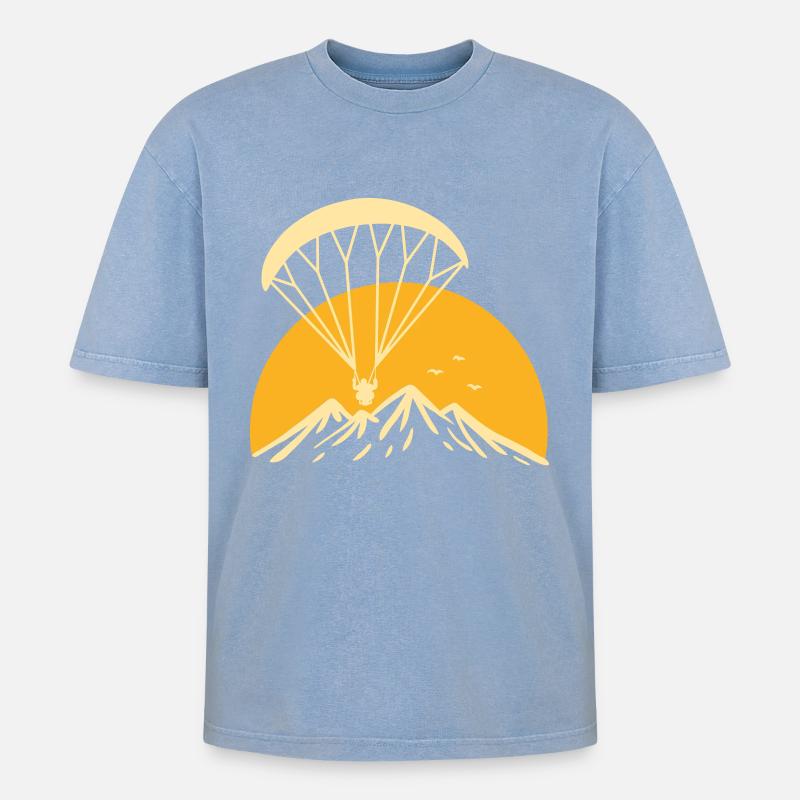 Paramotoring Retro - Oversized Unisex Premium Acid-Washed T-Shirt - acid washed blue