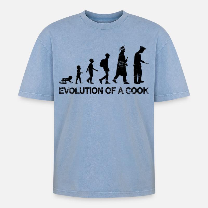 Chef Evolution - Oversized Unisex Premium Acid-Washed T-Shirt - acid washed blue