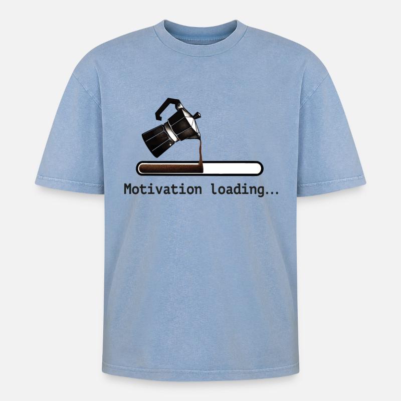 Kaffee kaffeekanne motivation loading - Oversized Unisex Premium Acid-Washed T-Shirt - Blau Acid Wash