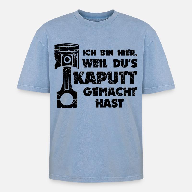 Workaholic Statement Job Arbeiter Mechaniker - Oversized Unisex Premium Acid-Washed T-Shirt - Blau Acid Wash