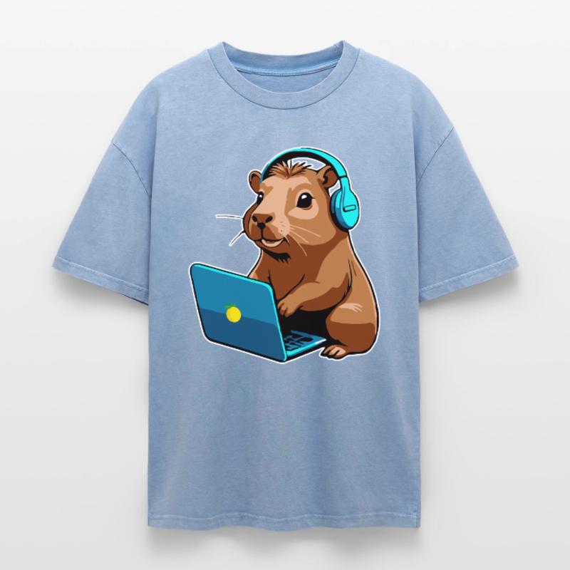 Capybara Programmierer Coder Computer Oversized Unisex Premium Acid-Washed T-Shirt
