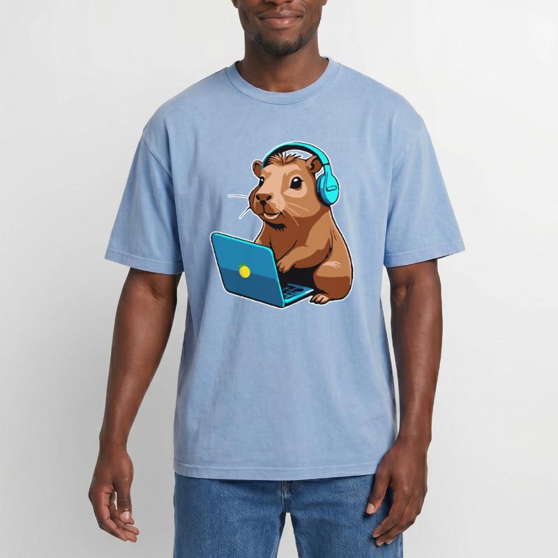 Capybara Programmierer Coder Computer Oversized Unisex Premium Acid-Washed T-Shirt