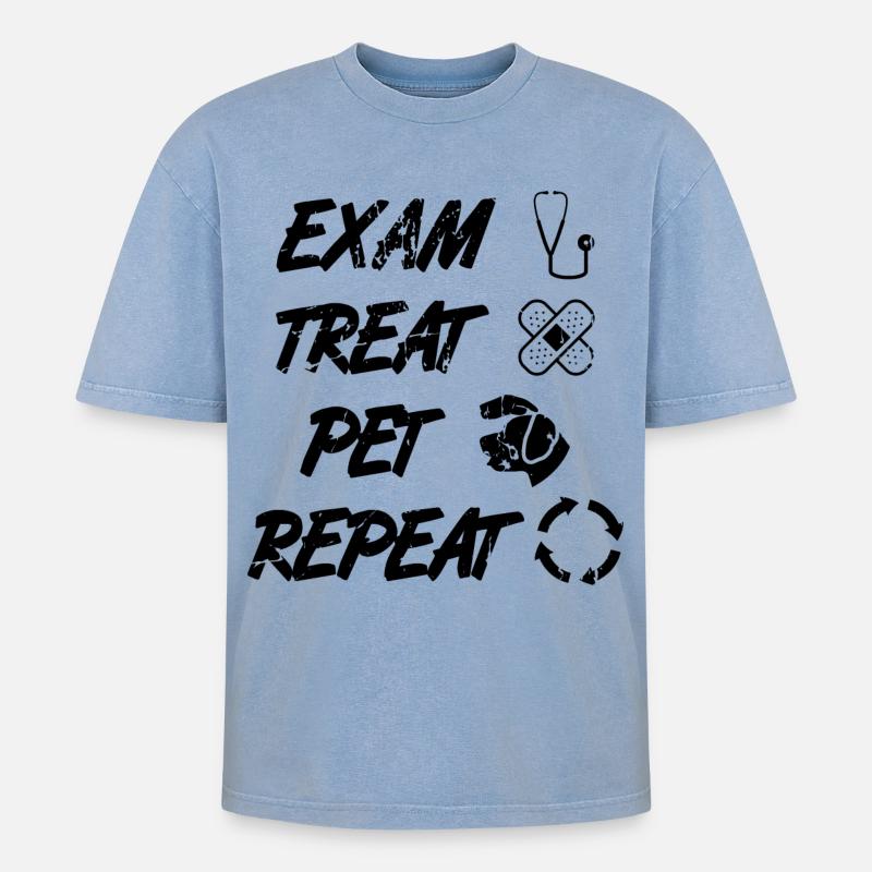 Tiermediziner Routine - Oversized Unisex Premium Acid-Washed T-Shirt - Blau Acid Wash