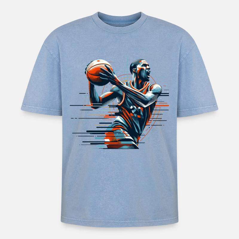 Basketball dynamisch Geschenk - Oversized Unisex Premium Acid-Washed T-Shirt - Blau Acid Wash