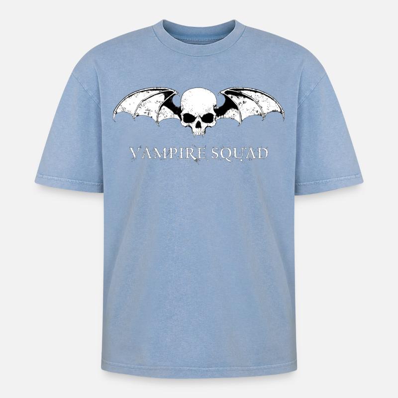 Vampire Squad Weiß - Oversized Unisex Premium Acid-Washed T-Shirt - Blau Acid Wash