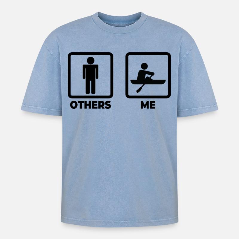 Ich als Ruderer - Oversized Unisex Premium Acid-Washed T-Shirt - Blau Acid Wash