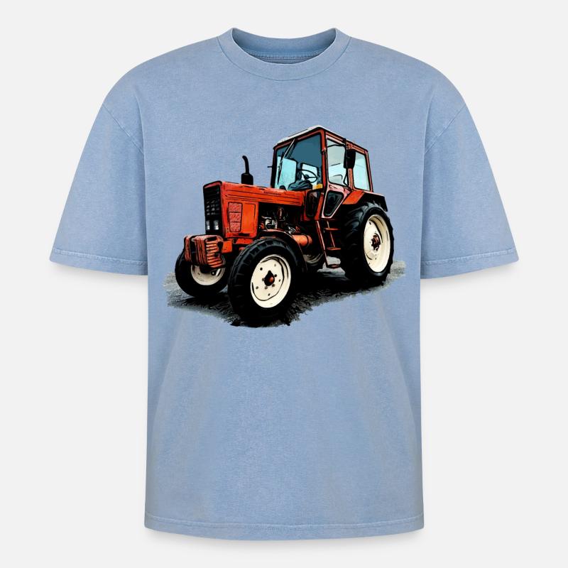 Belarus MTS 550 - Oversized Unisex Premium Acid-Washed T-Shirt - Blau Acid Wash