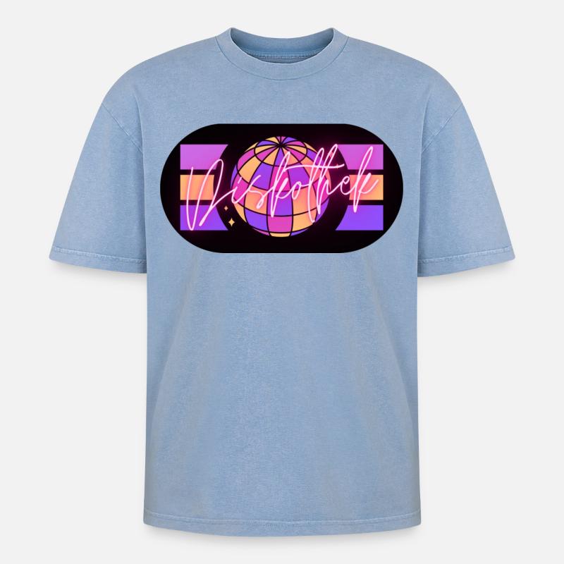 Disco - Oversized Unisex Premium Acid-Washed T-Shirt - acid washed blue