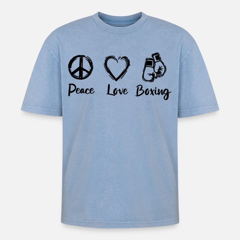 Boxer Liebe - Oversized Unisex Premium Acid-Washed T-Shirt - Blau Acid Wash