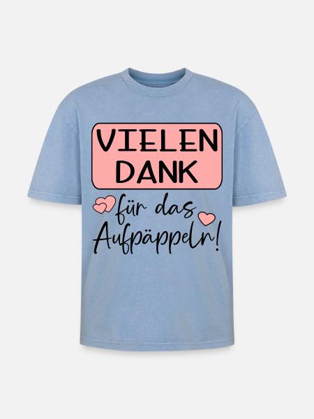 GUTE BESSERUNG - AUFPÄPPELN - Oversized Unisex Premium Acid-Washed T-Shirt - Blau Acid Wash
