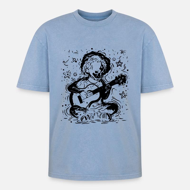Ukulele Kind - Oversized Unisex Premium Acid-Washed T-Shirt - Blau Acid Wash