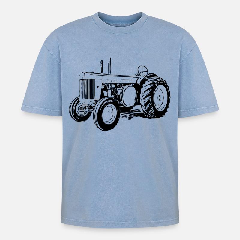 Model R Traktor - Oversized Unisex Premium Acid-Washed T-Shirt - Blau Acid Wash