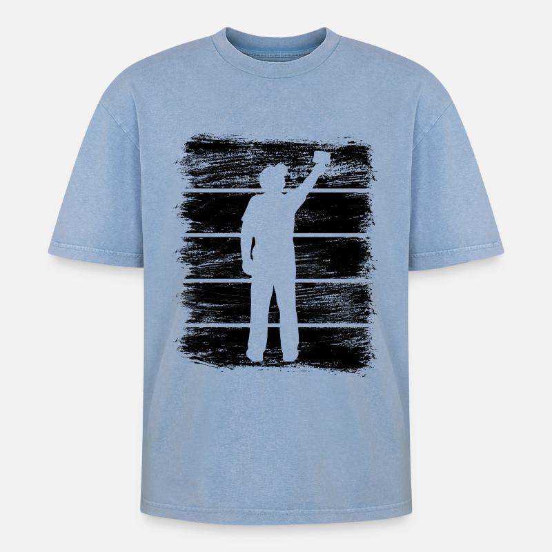 Painter - Oversized Unisex Premium Acid-Washed T-Shirt - acid washed blue