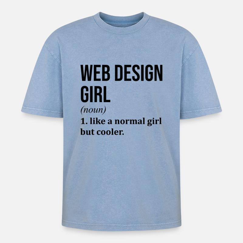Web Design - Oversized Unisex Premium Acid-Washed T-Shirt - acid washed blue
