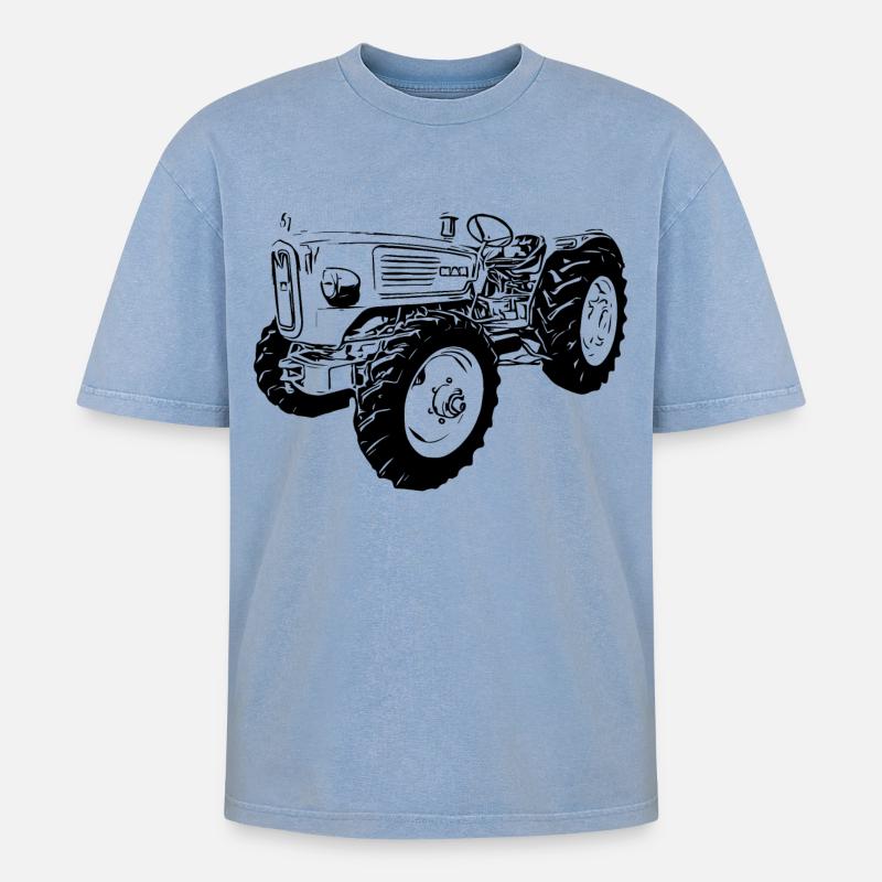 Ackerdiesel Allrad Traktor 4N2 - Oversized Unisex Premium Acid-Washed T-Shirt - Blau Acid Wash
