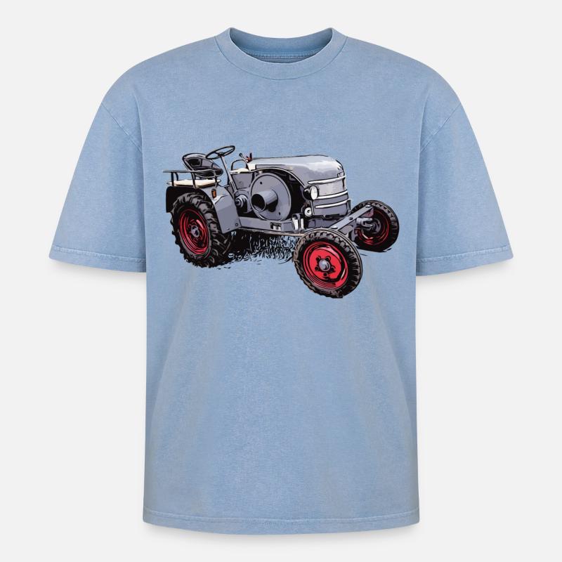 Oldtimer Traktor Kramer K12 - Oversized Unisex Premium Acid-Washed T-Shirt - Blau Acid Wash