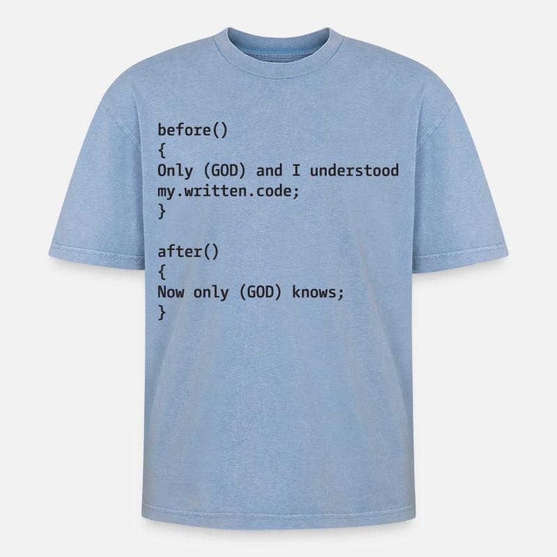 Developer Joke - Oversized Unisex Premium Acid-Washed T-Shirt - acid washed blue