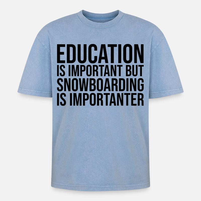 Snowboard - Oversized Unisex Premium Acid-Washed T-Shirt - Blau Acid Wash