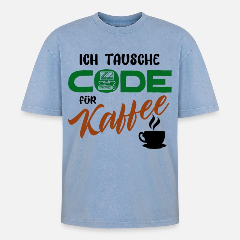 Programmierer Softwareentwickler Developer Code - Oversized Unisex Premium Acid-Washed T-Shirt - Blau Acid Wash