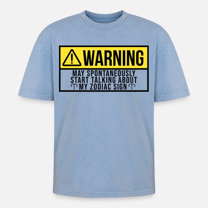 Widder - Oversized Unisex Premium Acid-Washed T-Shirt - Blau Acid Wash