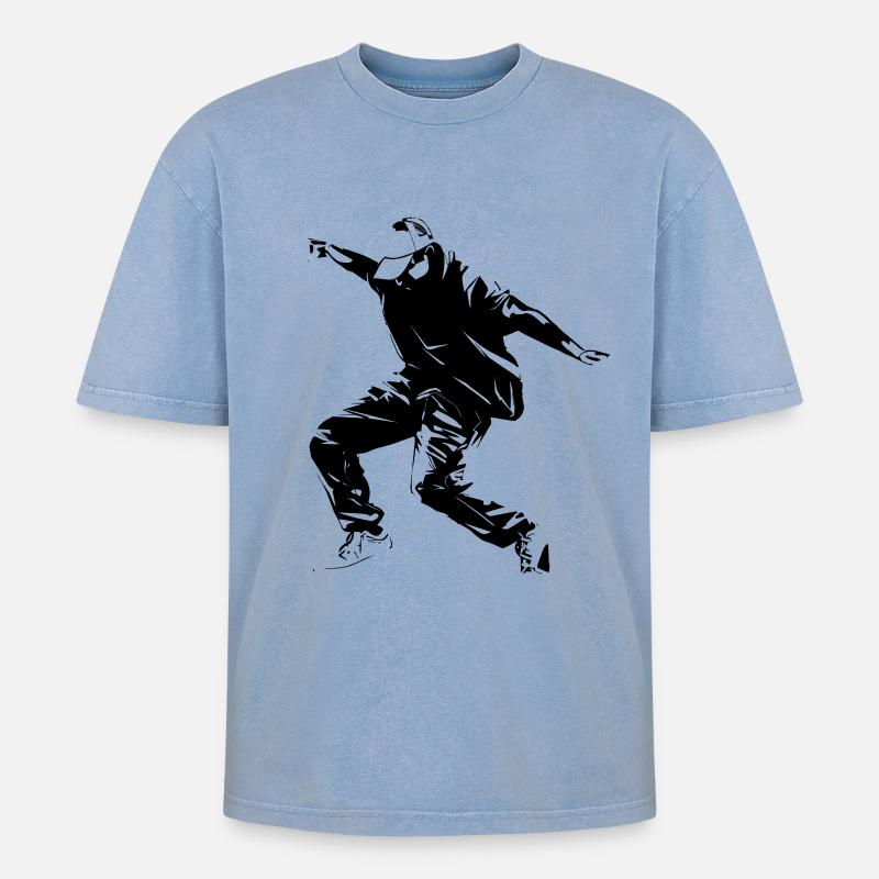 Graphismes de breakdance - T-shirt Premium unisexe oversize acid-washed - bleu délavé acide