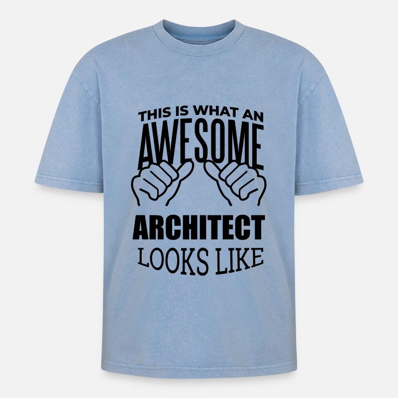 Architect - Oversized Unisex Premium Acid-Washed T-Shirt - acid washed blue