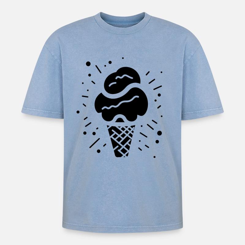 Eiscreme - Oversized Unisex Premium Acid-Washed T-Shirt - Blau Acid Wash