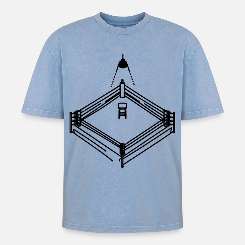 Graphique de ring de boxe - T-shirt Premium unisexe oversize acid-washed - bleu délavé acide