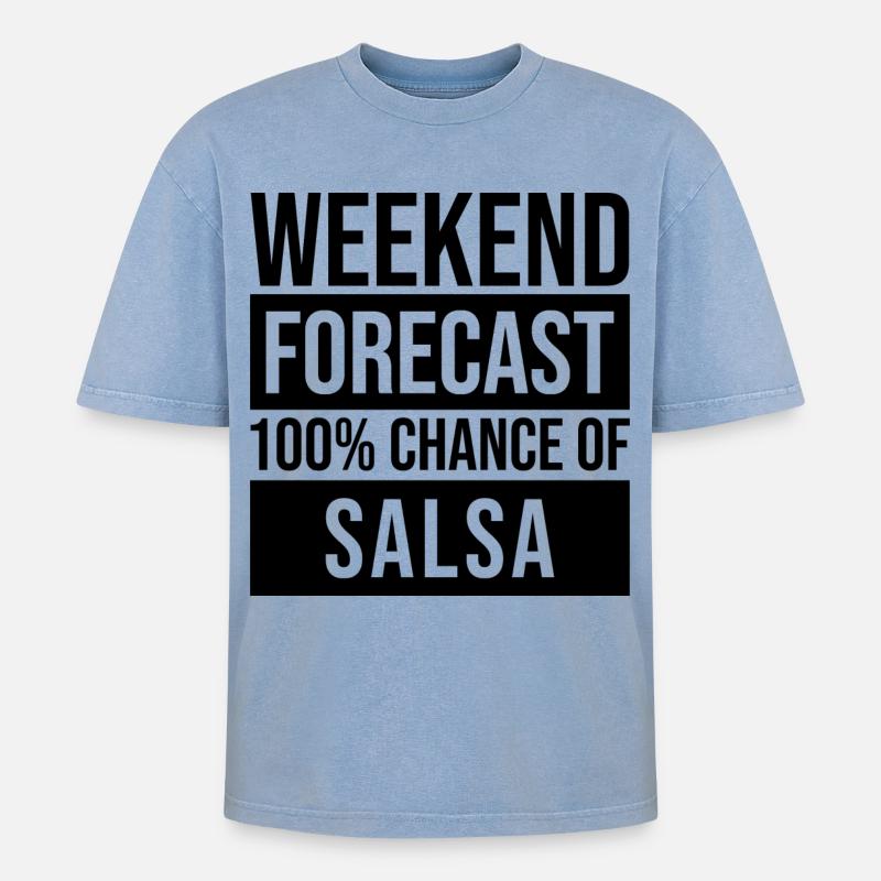 Salsa - Oversized Unisex Premium Acid-Washed T-Shirt - Blau Acid Wash