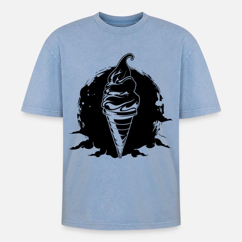 Glace - T-shirt Premium unisexe oversize acid-washed - bleu délavé acide