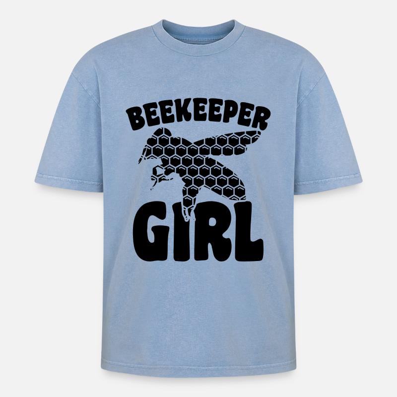 Imker Mädchen - Oversized Unisex Premium Acid-Washed T-Shirt - Blau Acid Wash