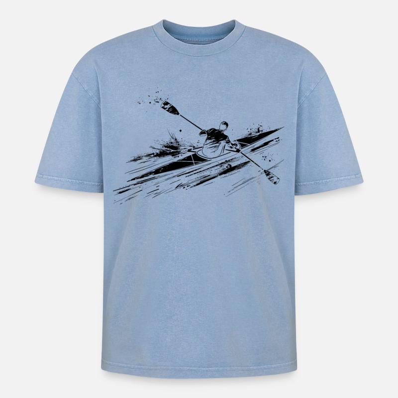 Ruderer - Oversized Unisex Premium Acid-Washed T-Shirt - Blau Acid Wash