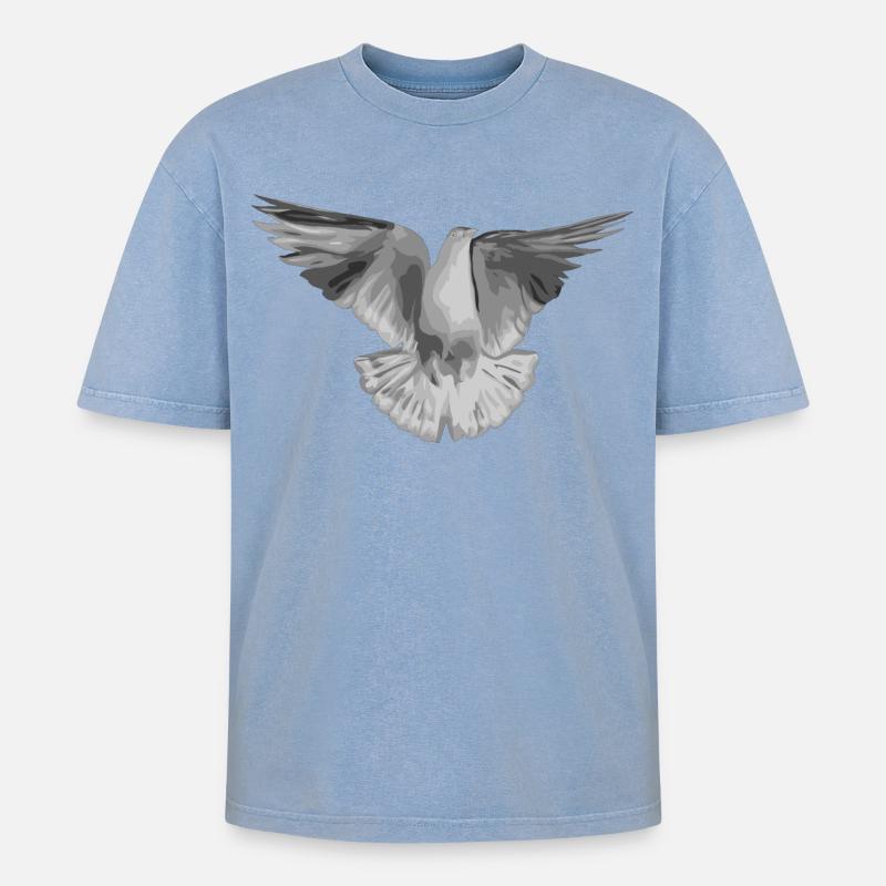 Taube hellgrau - Oversized Unisex Premium Acid-Washed T-Shirt - Blau Acid Wash