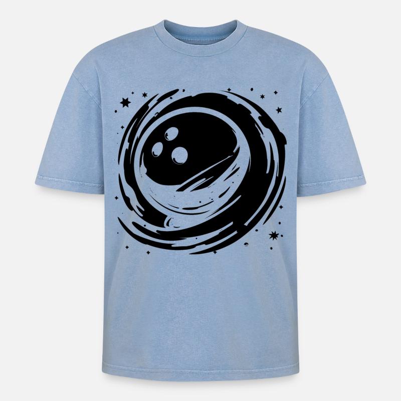 Bowling Graphics - Oversized Unisex Premium Acid-Washed T-Shirt - acid washed blue