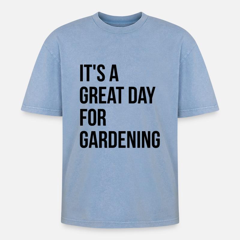 Gartenarbeit - Oversized Unisex Premium Acid-Washed T-Shirt - Blau Acid Wash