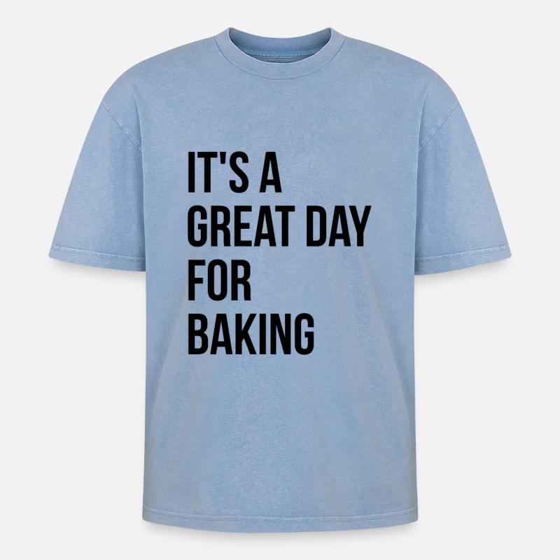 Bäcker - Oversized Unisex Premium Acid-Washed T-Shirt - Blau Acid Wash