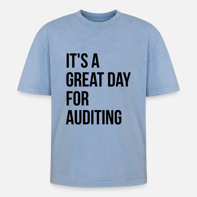 Auditing - Oversized Unisex Premium Acid-Washed T-Shirt - acid washed blue