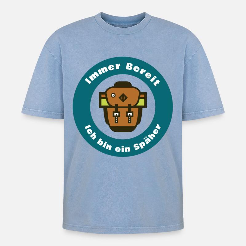 Immer bereit – ich bin ein Scout - Oversized Unisex Premium Acid-Washed T-Shirt - Blau Acid Wash