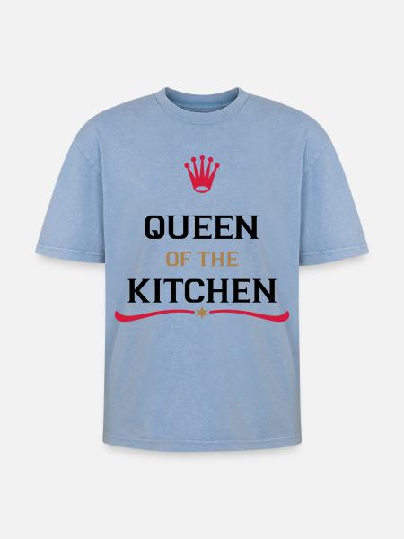 kochschürze für die perfekte Köchin - Oversized Unisex Premium Acid-Washed T-Shirt - Blau Acid Wash